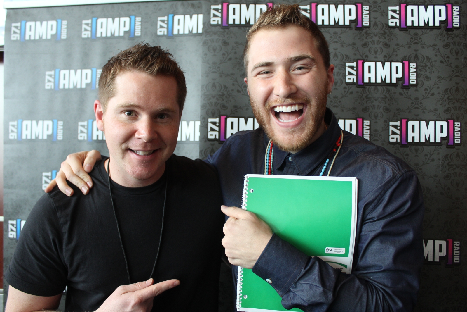 Mike Posner with McCabe of 97.1 AMP Radio at the Pre-Grammy Awards - Los, Angeles, CA 1/24/14
amp.cbslocal.com
