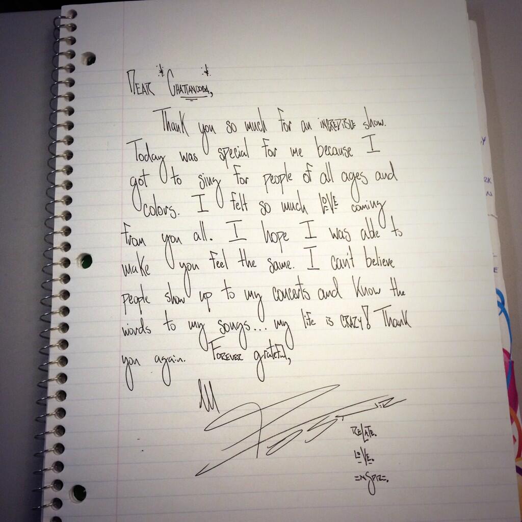 Mike Posner Letter to the Chattanooga Fans at Oktoberfest 2013 - Chattanooga, TN 10/19/13
