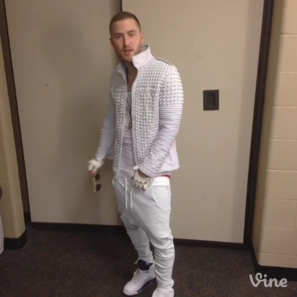 Mike Posner dressed as "Justin Bieber" for a prank during Believe Tour in Indianapolis, IN 7/10/13
