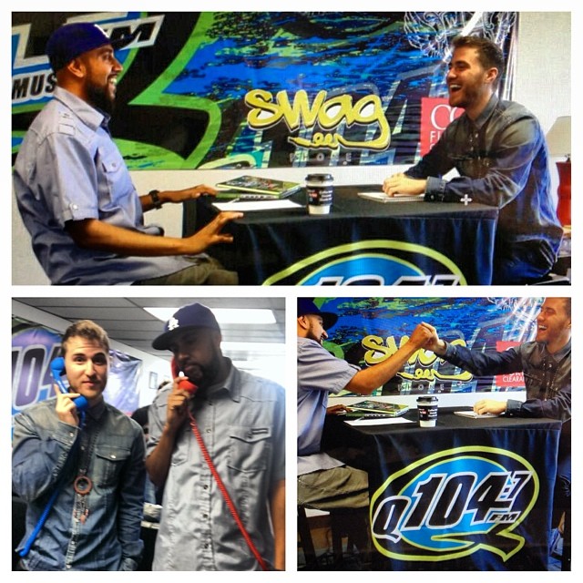 Mike Posner with Chris Loos of Q104.7 FM radio station - Ventura, CA 1/17/14
Instagram @chrisloosmedia
