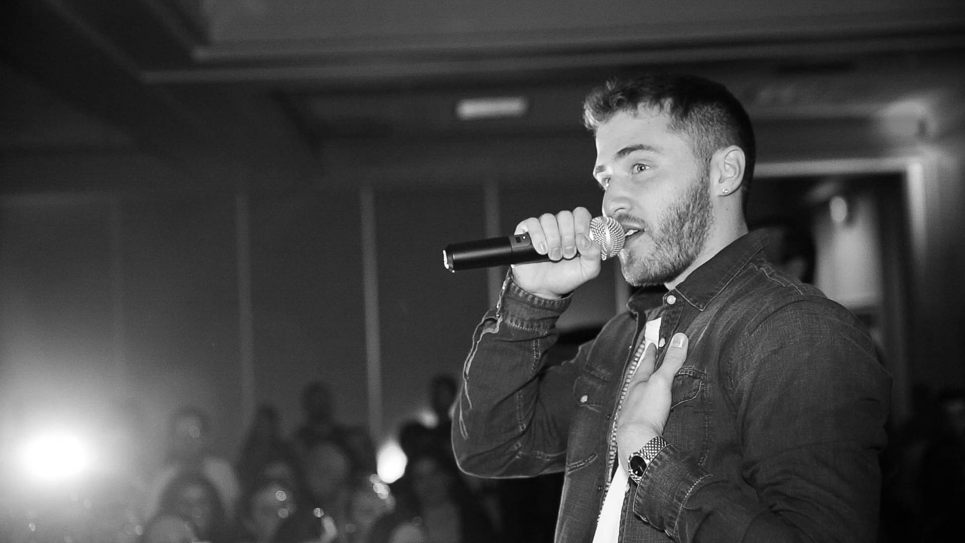 Mike Posner performing at Singles Mingle Pajama Party in Troy, MI 2/7/14
mojointhemorning.com
