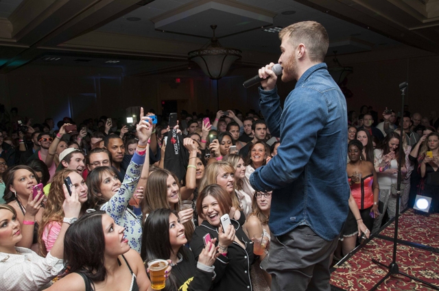 Mike Posner performing at Singles Mingle Pajama Party in Troy, MI 2/7/14
mojointhemorning.com
