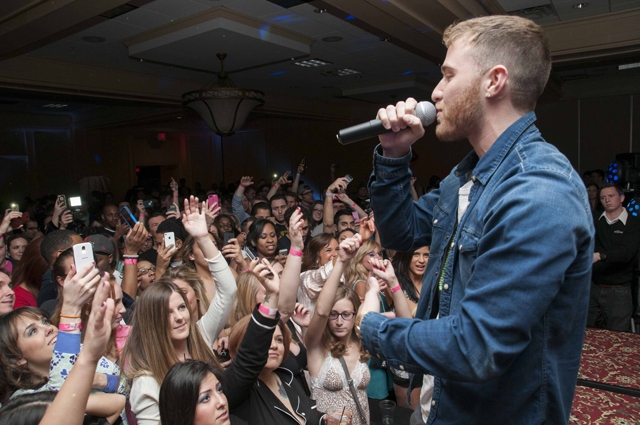 Mike Posner performing at Singles Mingle Pajama Party in Troy, MI 2/7/14
mojointhemorning.com
