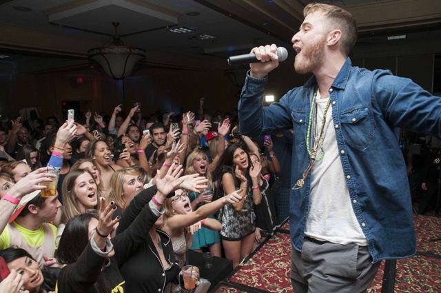 Mike Posner performing at Singles Mingle Pajama Party in Troy, MI 2/7/14
mojointhemorning.com
