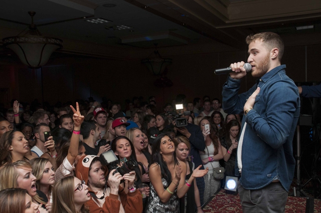 Mike Posner performing at Singles Mingle Pajama Party in Troy, MI 2/7/14
mojointhemorning.com
