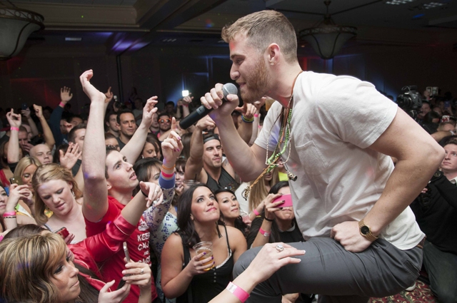 Mike Posner performing at Singles Mingle Pajama Party in Troy, MI 2/7/14
mojointhemorning.com
