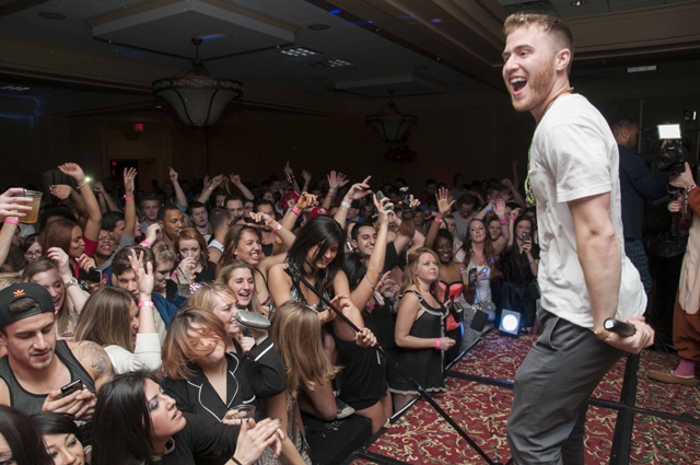 Mike Posner performing at Singles Mingle Pajama Party in Troy, MI 2/7/14
mojointhemorning.com
