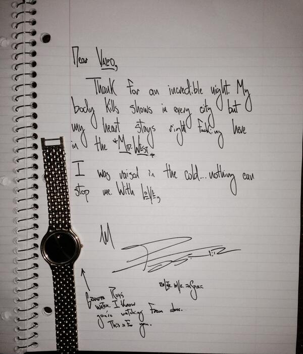 Mike Posner's handwritten letter to Valparaiso University fans 3/28/14
Twitter @mikeposner
