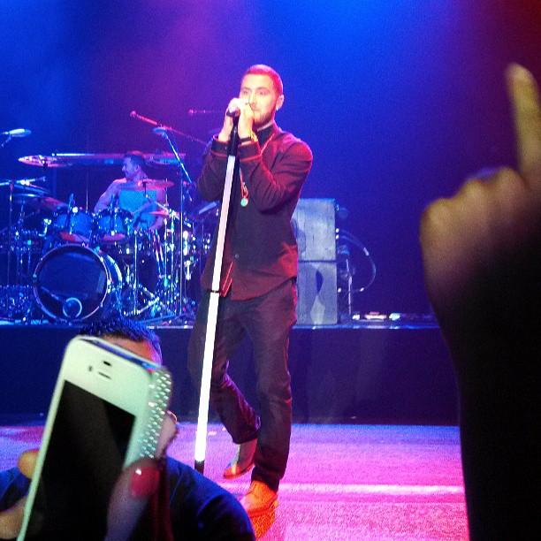 Mike Posner performing on the Warrior Tour in Lincoln, NE 8/18/13 
Instagram @loveandguidance
