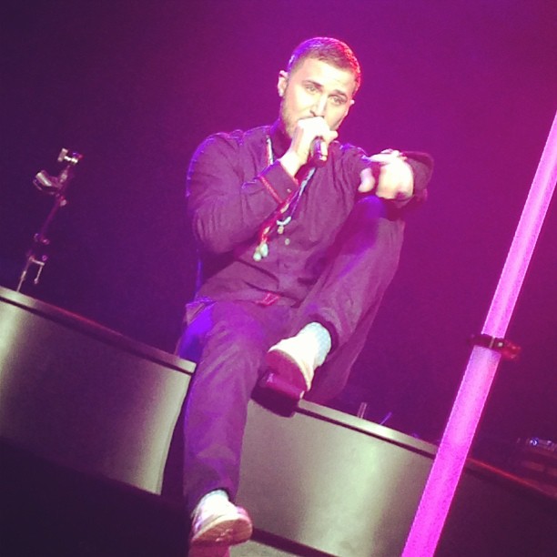 Mike Posner performing on the Warrior Tour in Springfield, IL 8/17/13 
Instagram.com @jbieber36
