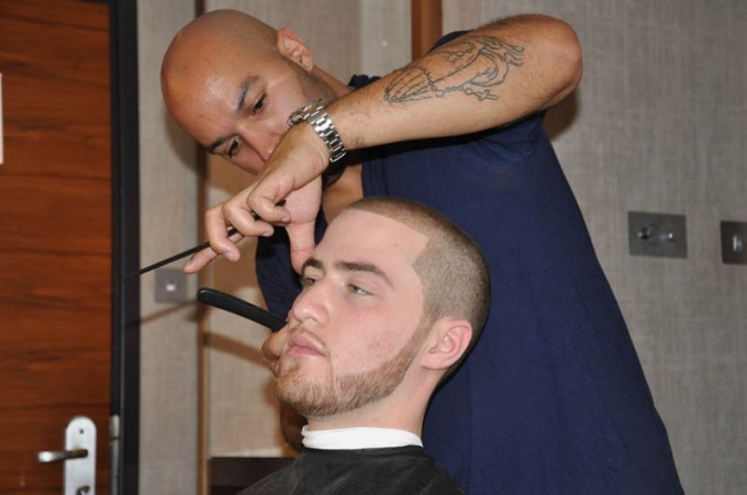 Daniel Johnson the Barber with Mike Posner
