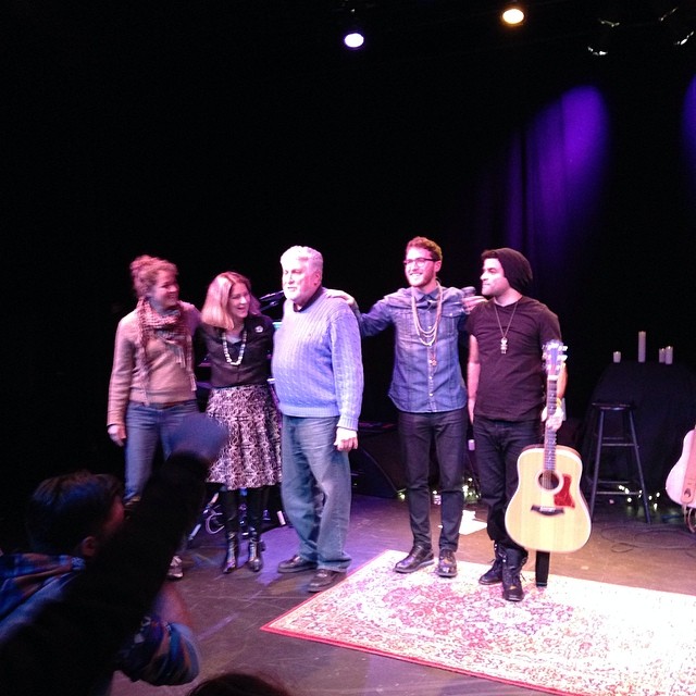 Mike Posner with his parents, sister Emily, and guitarist Jake Moses onstage at City Theatre in Detroit, MI 4/6/14
Instagram @bk2thefullest
