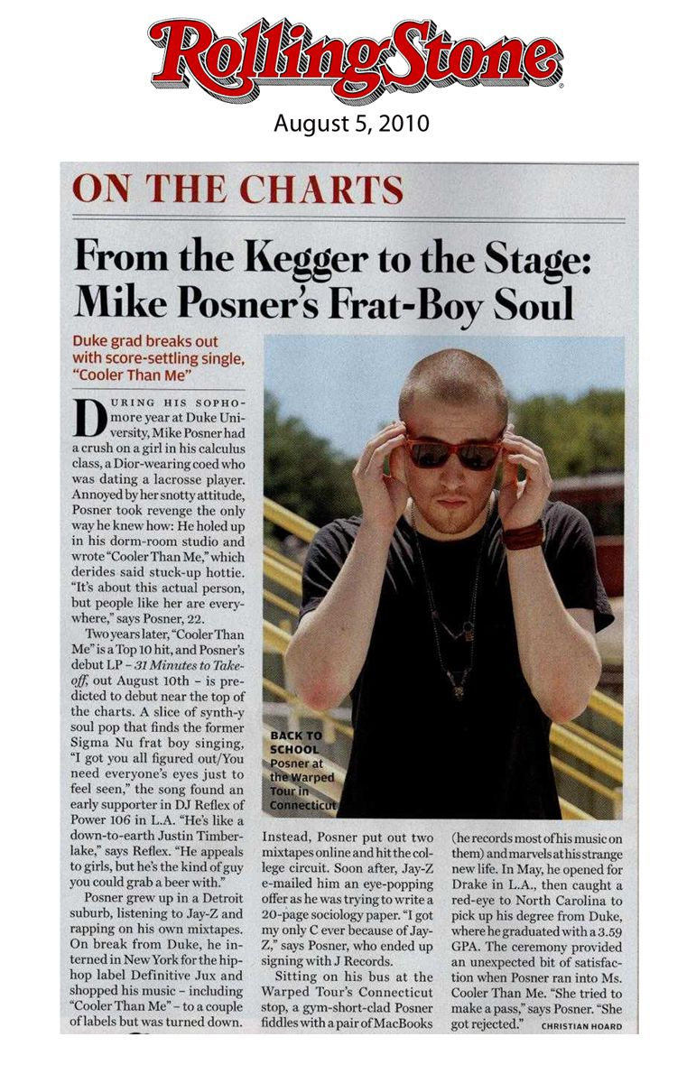 Mike Posner - Rolling Stone - Aug 2010
