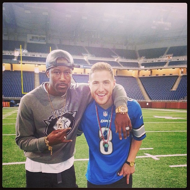 Nate Burleson of the Detroit Lions and Mike Posner at Ford Field - Detroit, MI 9/23/13
Photo by Nate Burleson
Instagram @mikeposner
