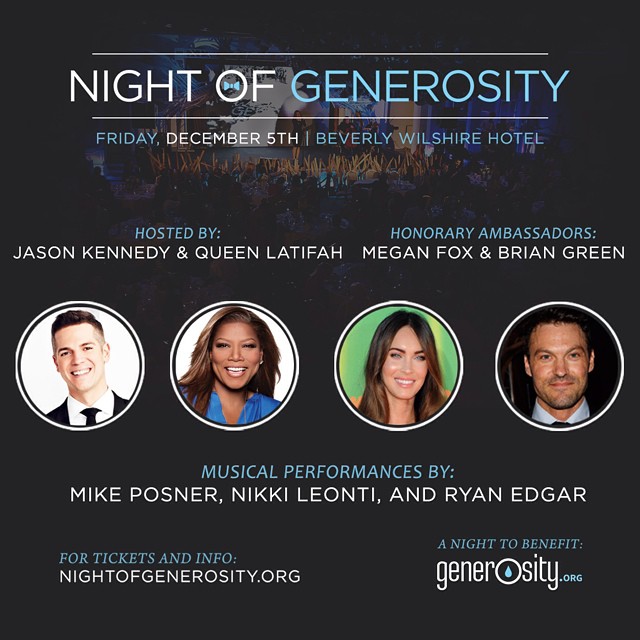 The 6th Annual Night Of Generosity at the Beverly Wilshire Hotel in Beverly Hills, CA December 5, 2014
