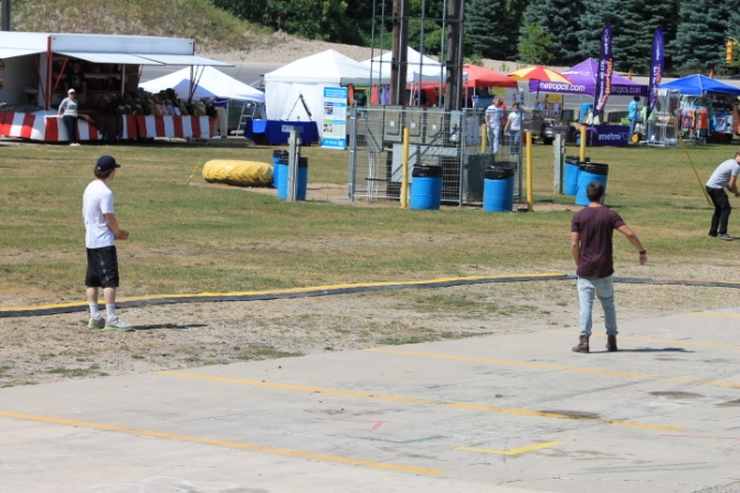 Mike Posner pre-show Frisbee with Jake Miller at 104.5 SNX Summer Music Festival in Marne, MI 8/15/2014
1045snx.com
