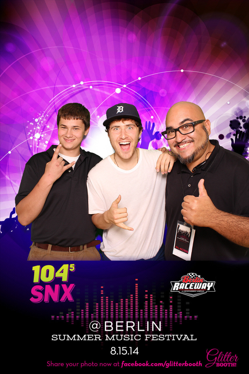 Cody Giba, Mike Posner and Two Eagles Marcus at 104.5 SNX Summer Music Festival in Marne, MI 8/15/2014
