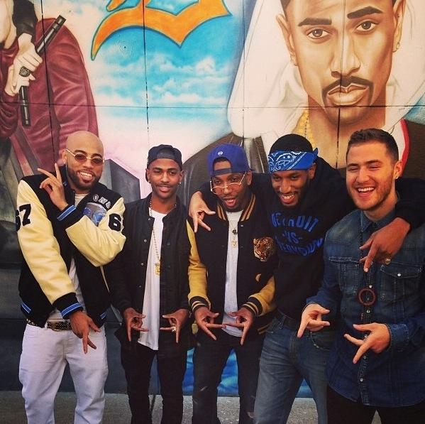 SayItAintTone, Big Sean, Jay John Henry, Earlly Mac, and Mike Posner at the FFOE mural at Dexter Check Cashing - Detroit, MI 9/21/13
