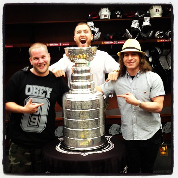 Scrappy, Mike Posner, and Dan Kanter posing with the Stanley Cup at the United Center in Chicago, IL 7/9/13
Photo by Dan Kanter
instagram.com/dankanter
