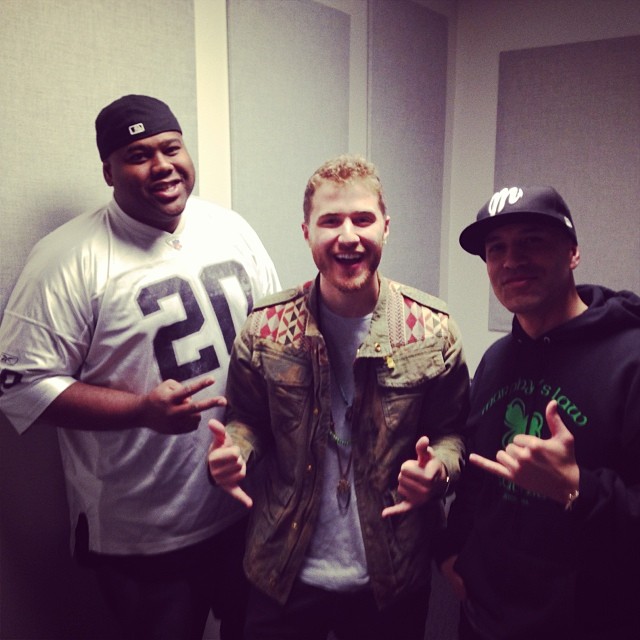 Mike Posner with Sam Diggedy and Showbiz of The Morning Madhouse radio show - Monterey, CA 1/9/14
Instagram @mikeposner
