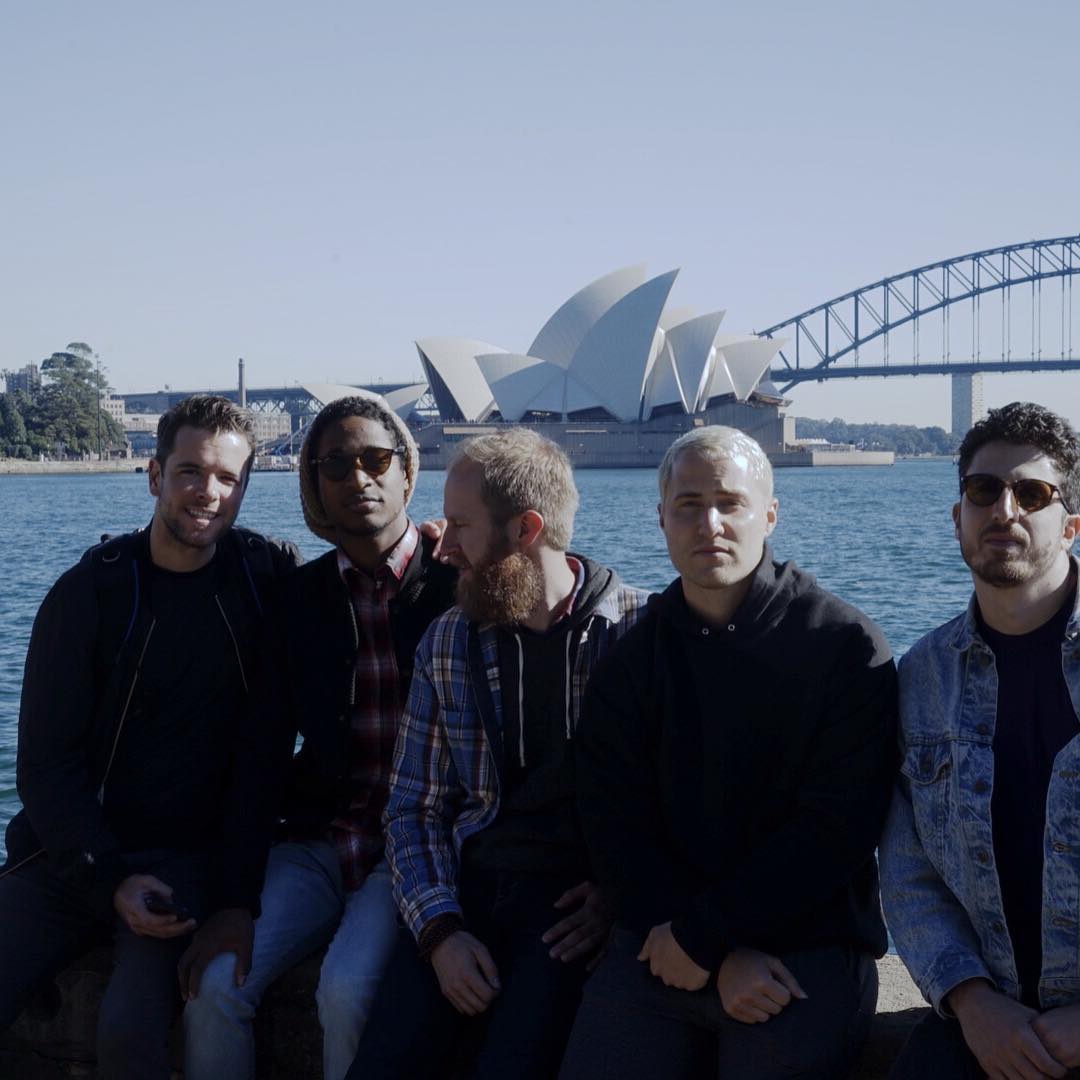 Mike Posner band in front of the Sydney Opera House on June 29, 2016
