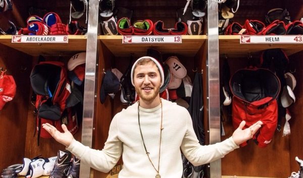 Mike Posner Attends Detroit Red Wings Vs. Boston Bruins Game