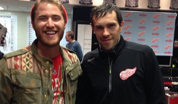 Mike Posner Attends Detroit Red Wings Vs. New York Islanders Game