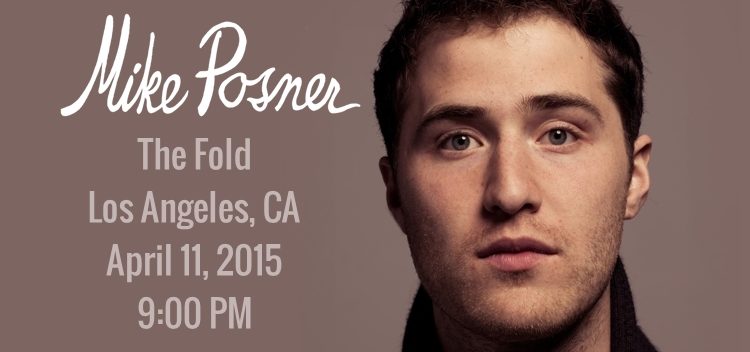 Mike Posner, Bright Light Bright Light to Perform at The Fold – Los Angeles