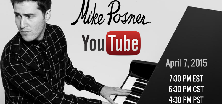Mike Posner to Premiere New Music Live on YouTube – April 7