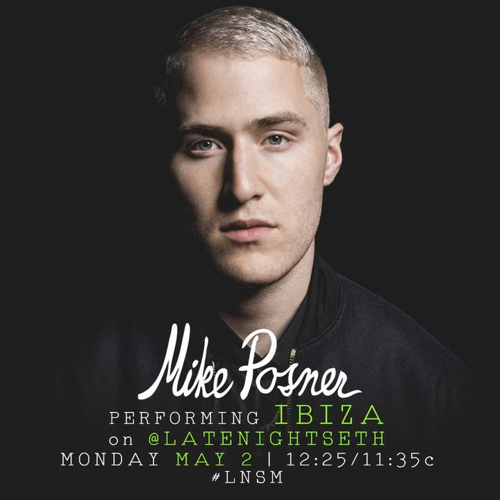 Mike Posner to Perform on Late Night with Seth Meyers - May 2