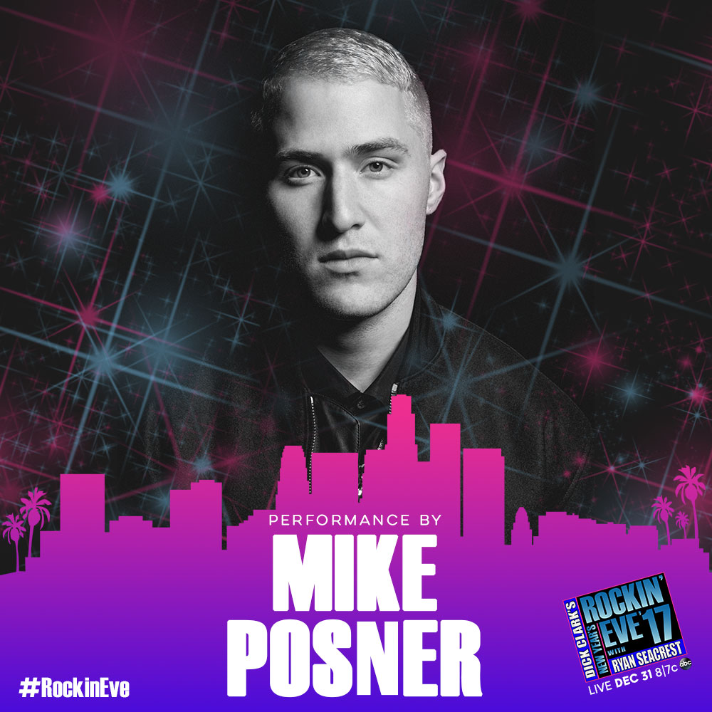 Mike Posner to Perform on Dick Clark’s New Year’s Rockin’ Eve with Ryan Seacrest 2017