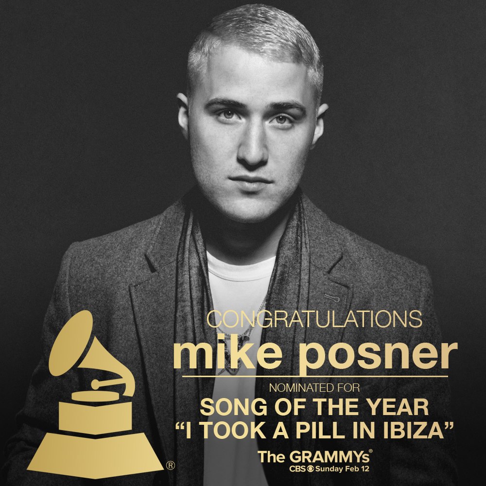 Mike Posner Receives 2017 GRAMMY Award Nomination