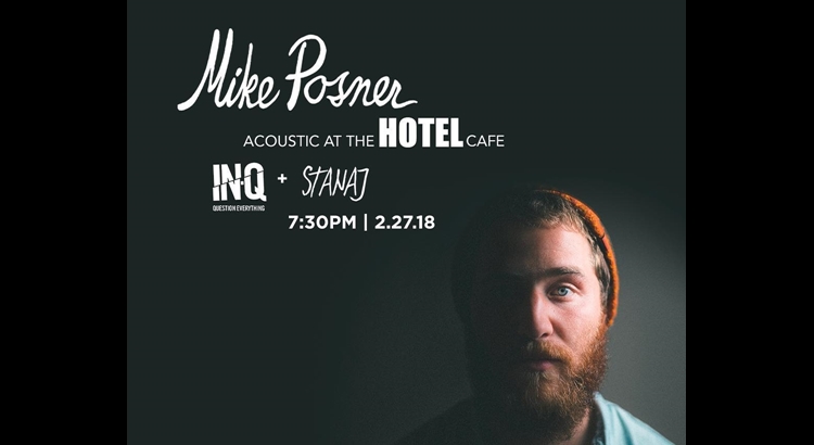 Mike Posner Announces Acoustic Show at The Hotel Café – February 27